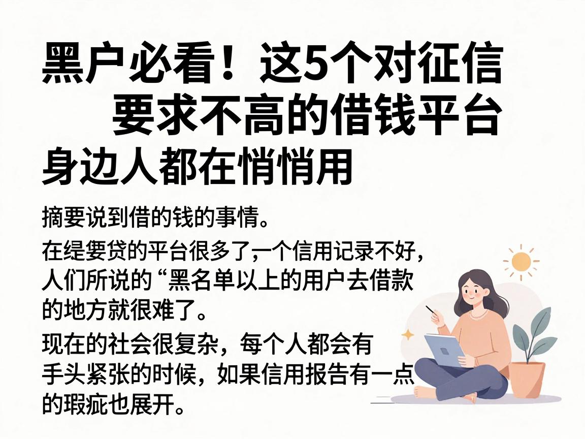 黑户必看！这5个对征信要求不高的借钱平台，身边人都在悄悄用