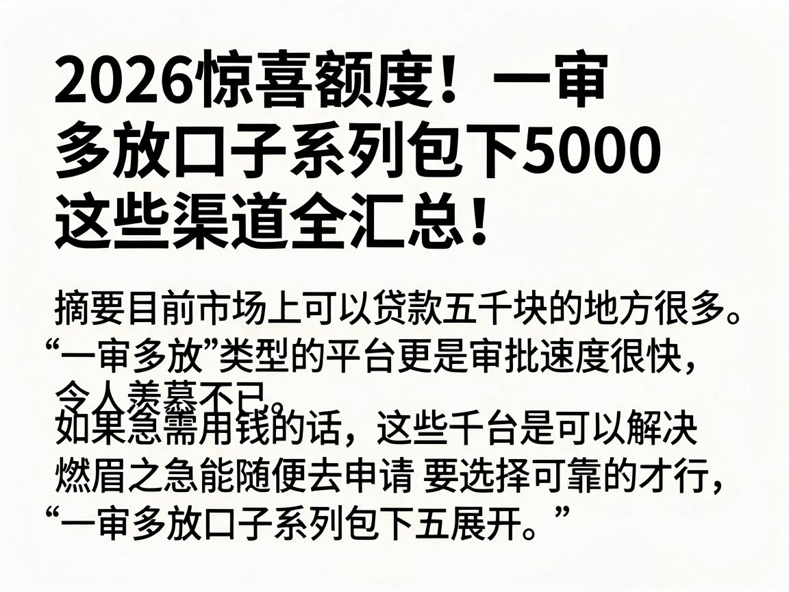 2026惊喜额度！一审多放口子系列包下5000，这些渠道全汇总！