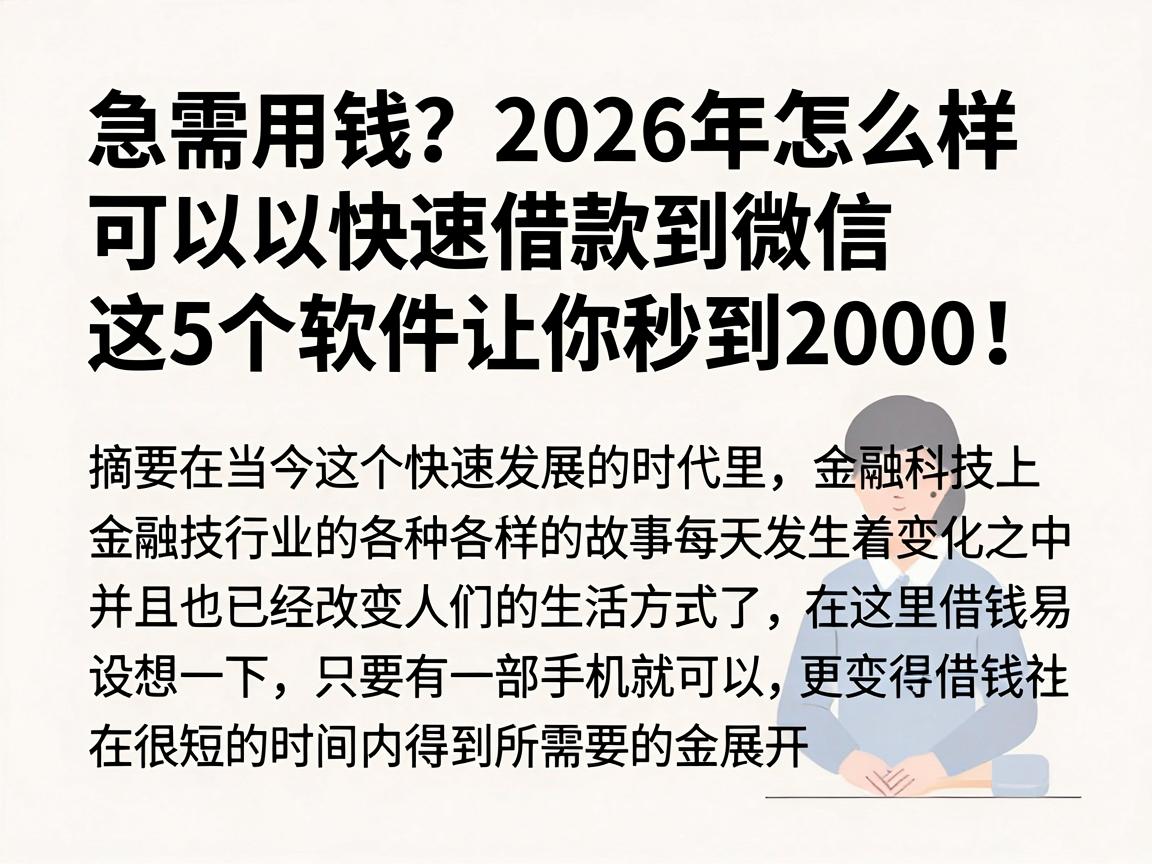 急需用钱？2026年怎么样可以快速借款到微信，这5个软件让你秒到2000！