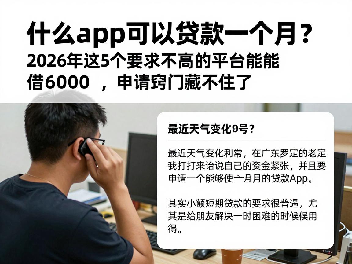 什么app可以贷款一个月？2026年这5个要求不高的平台能借6000，申请窍门藏不住了