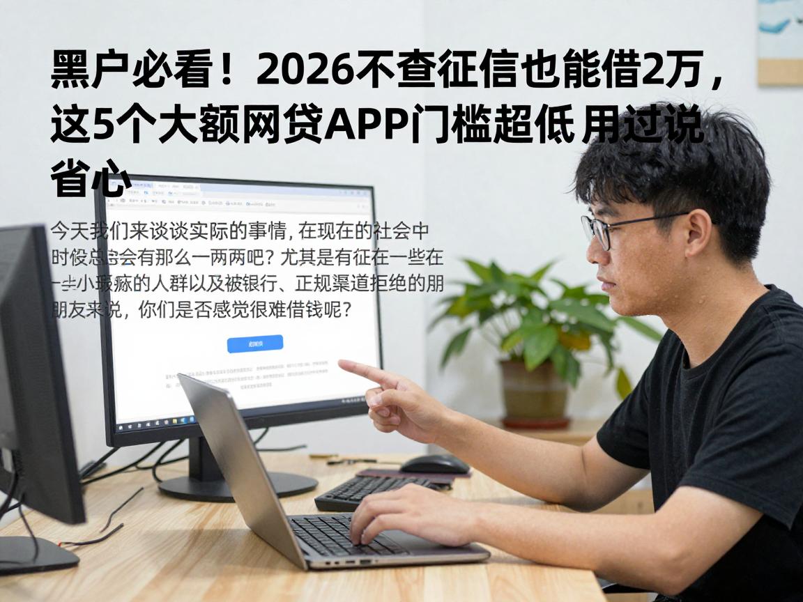 黑户必看！2026不查征信也能借2万，这5个大额网贷APP门槛超低，用过都说省心