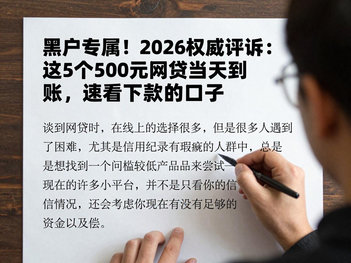黑户专属！2026权威评析：这5个500元网贷当天到账，速看能下款的口子
