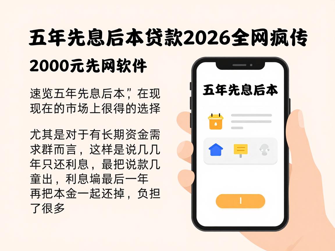 五年先息后本的贷款2026年全网疯传！速览五款2000元先息后本借款软件