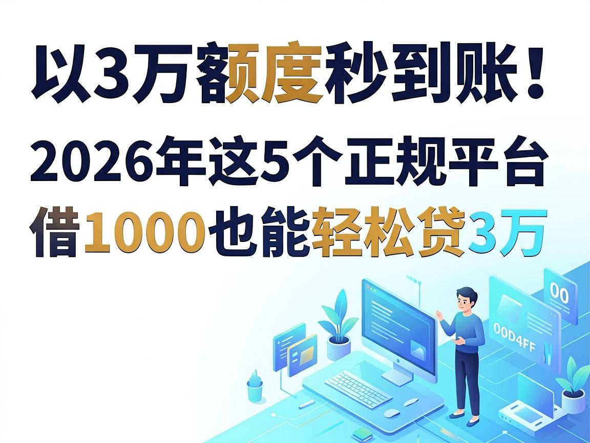 3万额度秒到账！2026年这5个正规平台，借1000也能轻松贷3万