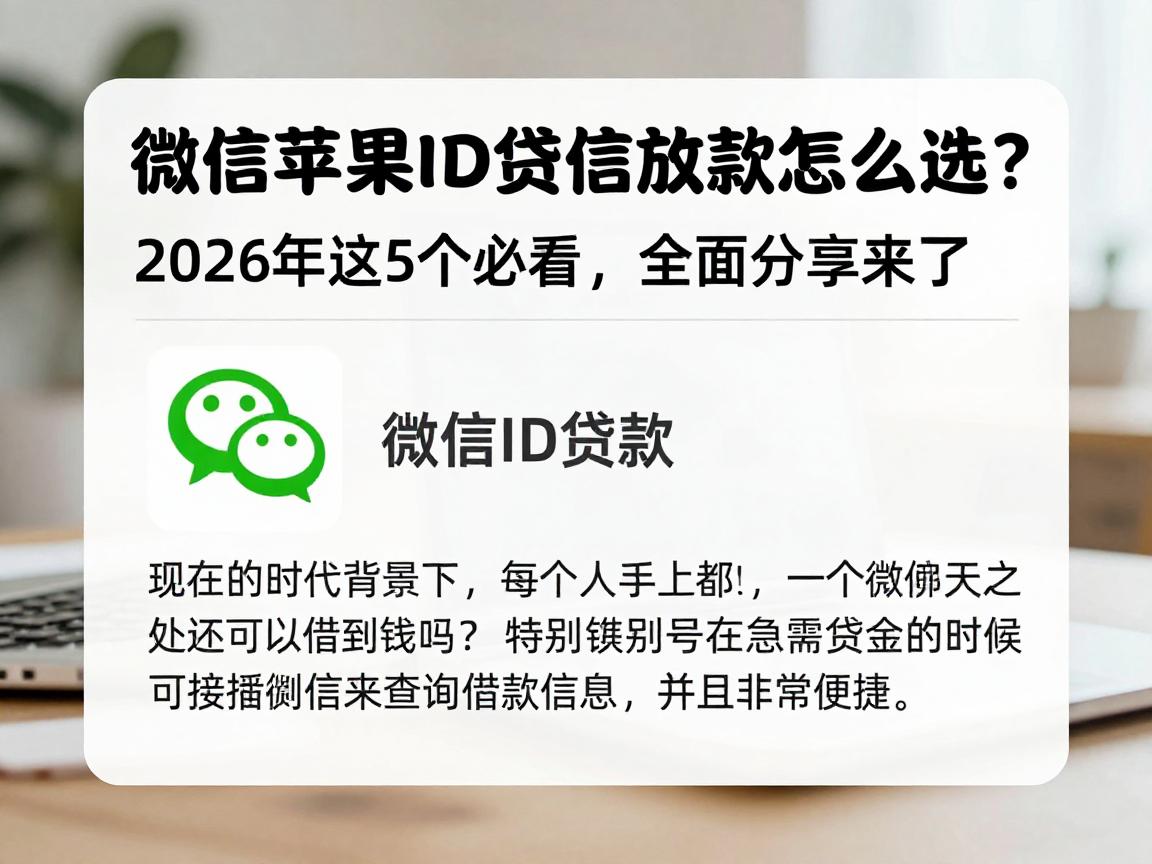 微信苹果id贷微信放款怎么选？2026年这5个必看，全面分享来了