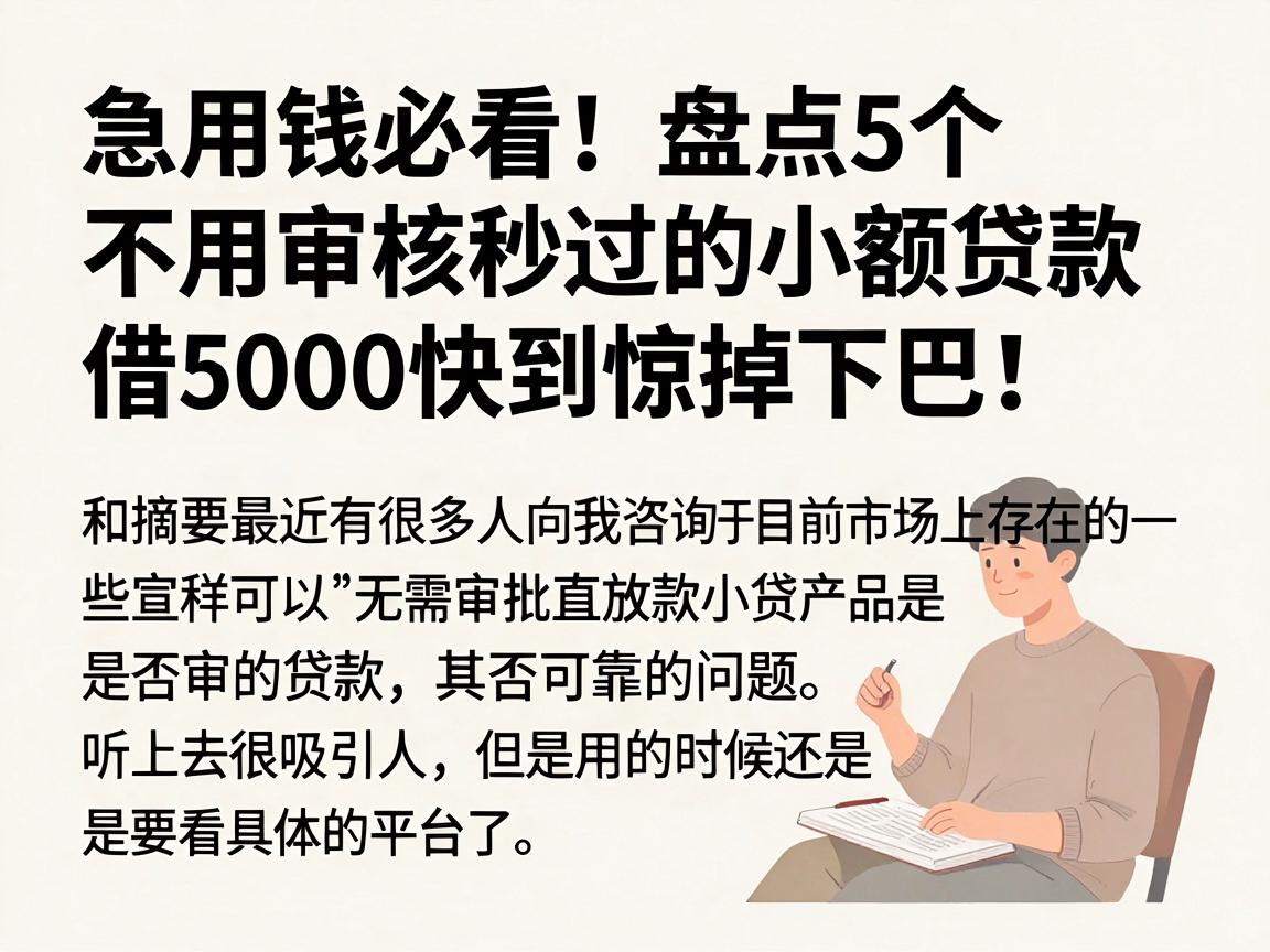 急用钱必看!盘点5个不用审核秒过的小额贷款,借5000快到惊掉下巴!