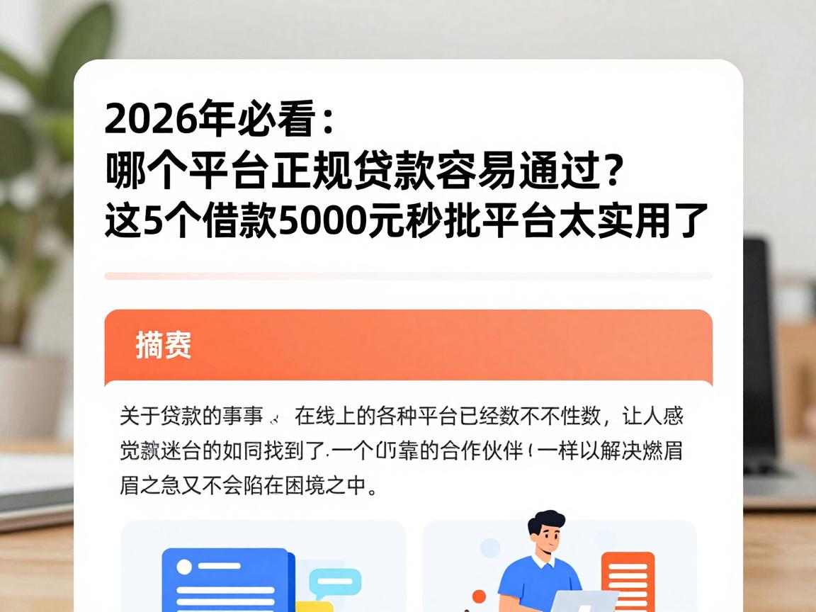 2026年必看：哪个平台正规贷款容易通过？这5个借款5000元秒批平台太实用了