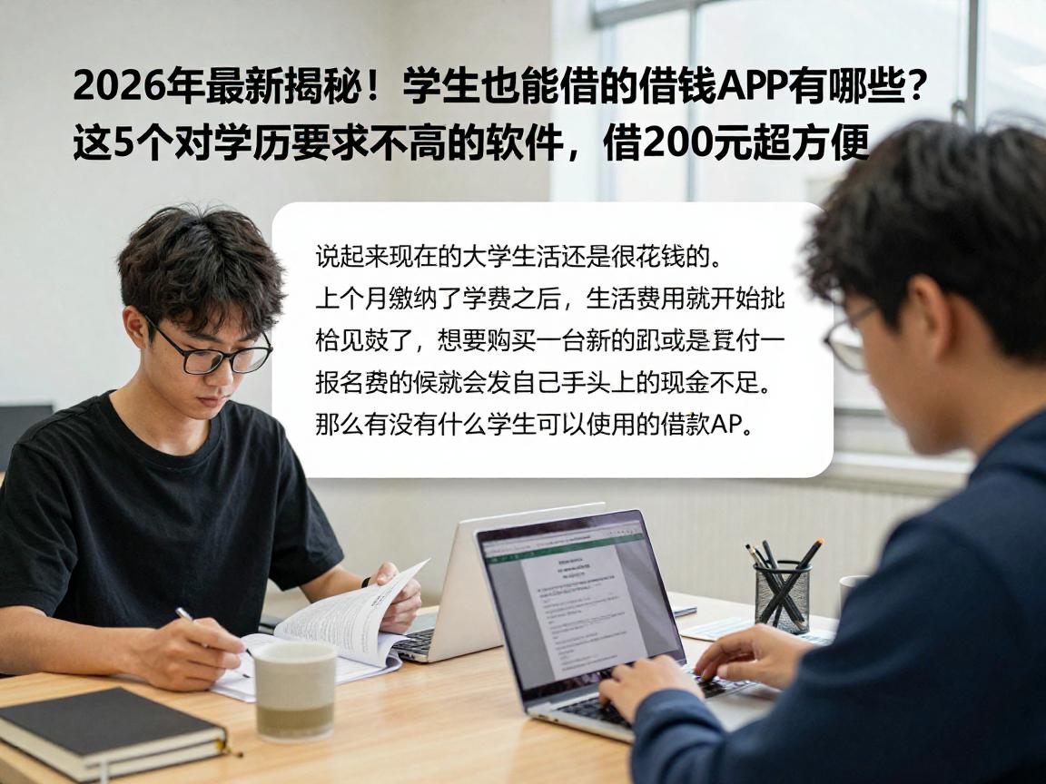 2026年最新揭秘！学生也能借的借钱APP有哪些？这5个对学历要求不高的软件，借200元超方便