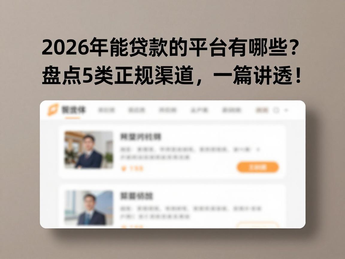 2026年能贷款的平台有哪些？盘点5类正规渠道，一篇讲透！