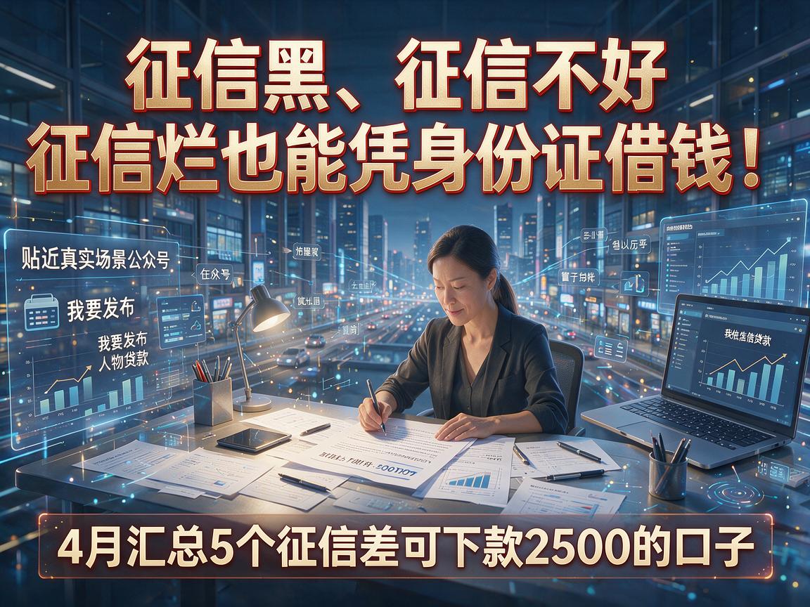 征信黑、征信不好、征信烂也能凭身份证借钱！4月汇总5个征信差可下款2500的口子