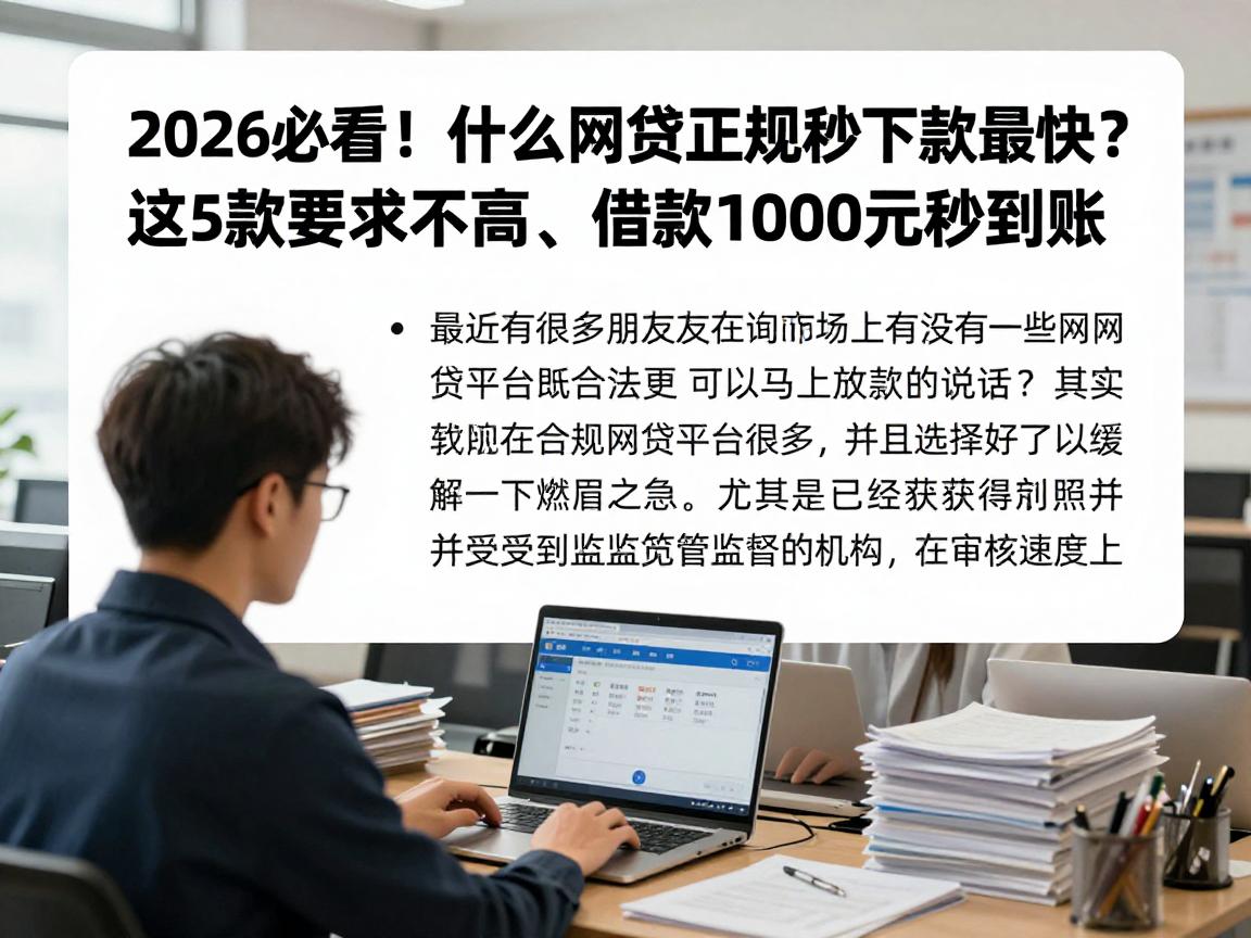 2026必看！什么网贷正规秒下款最快？这5款要求不高、借款1000元秒到账