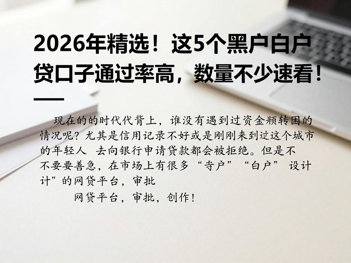 2026年精选！这5个黑户白户网贷口子通过率高，数量不少速看！