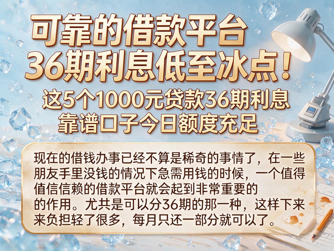 可靠的借款平台36期利息低至冰点！这5个1000元贷款36期利息靠谱口子今日额度充足