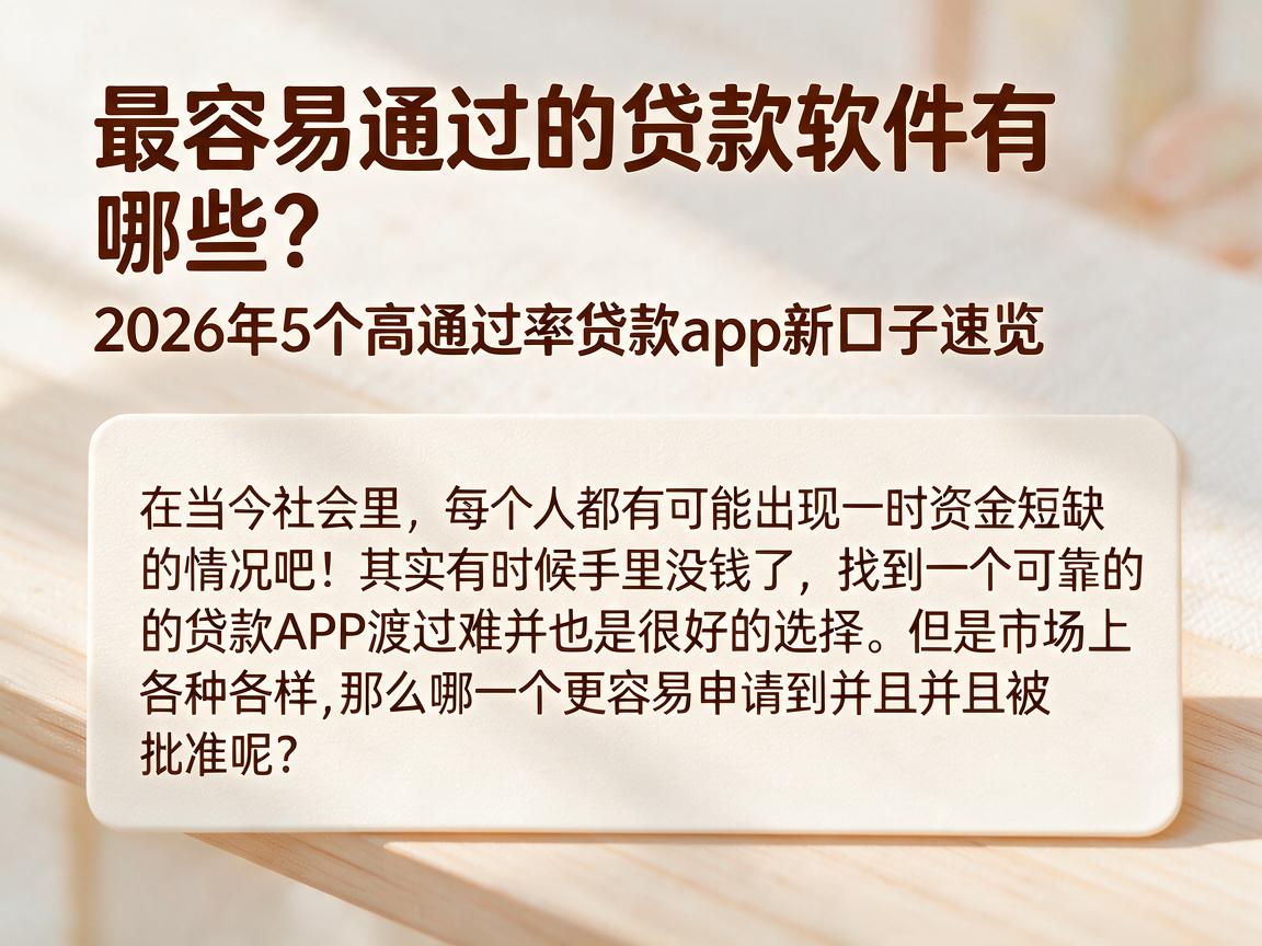 最容易通过的贷款软件有哪些？2026年5个高通过率贷款app新口子速览