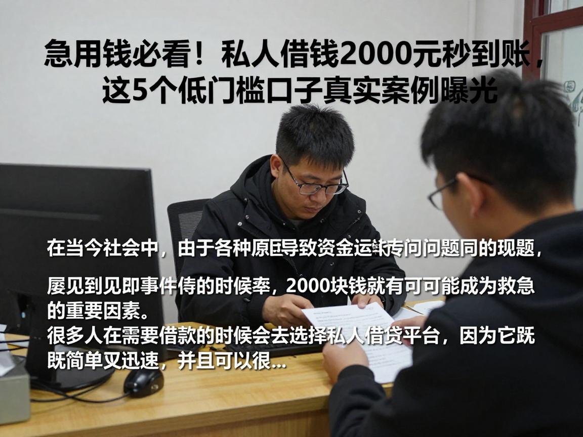 急用钱必看！私人借钱2000元秒到账，这5个低门槛口子真实案例曝光