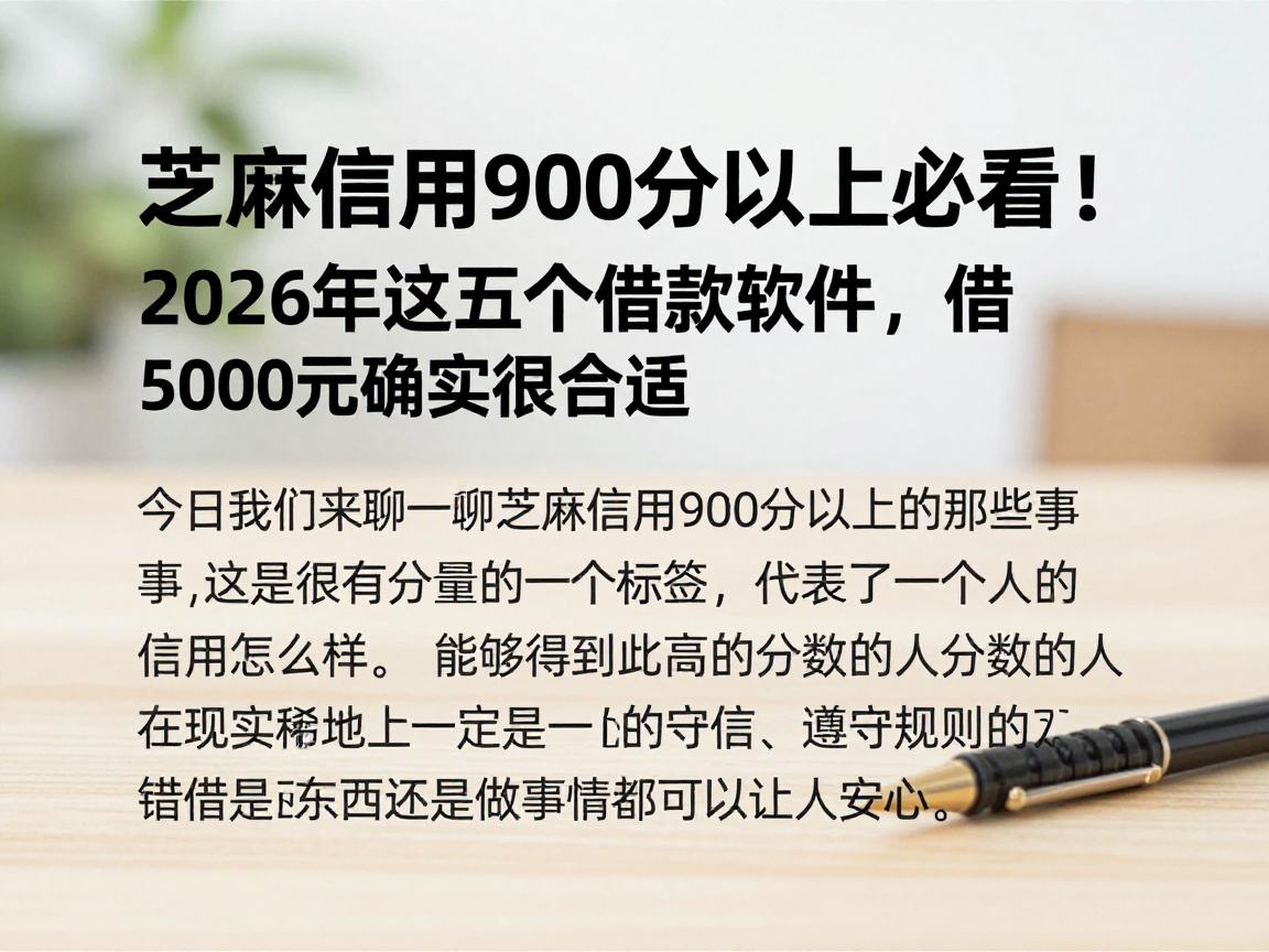 芝麻信用900分以上必看！2026年这五个借款软件，借5000元确实很合适