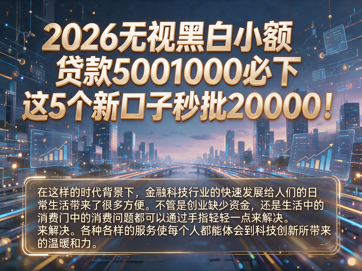2026无视黑白小额贷款5001000必下，这5个新口子秒批20000！