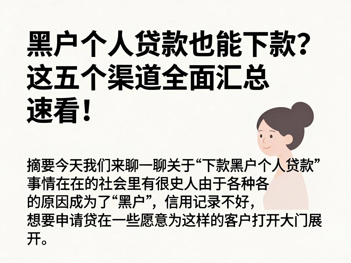 黑户个人贷款也能下款？这五个渠道全面汇总，速看！