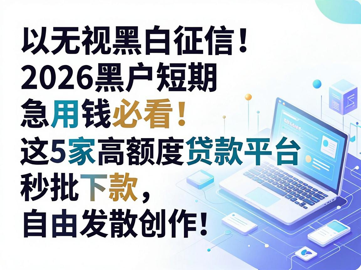 无视黑白征信！2026黑户短期急用钱必看：这5家高额度贷款平台秒批下款