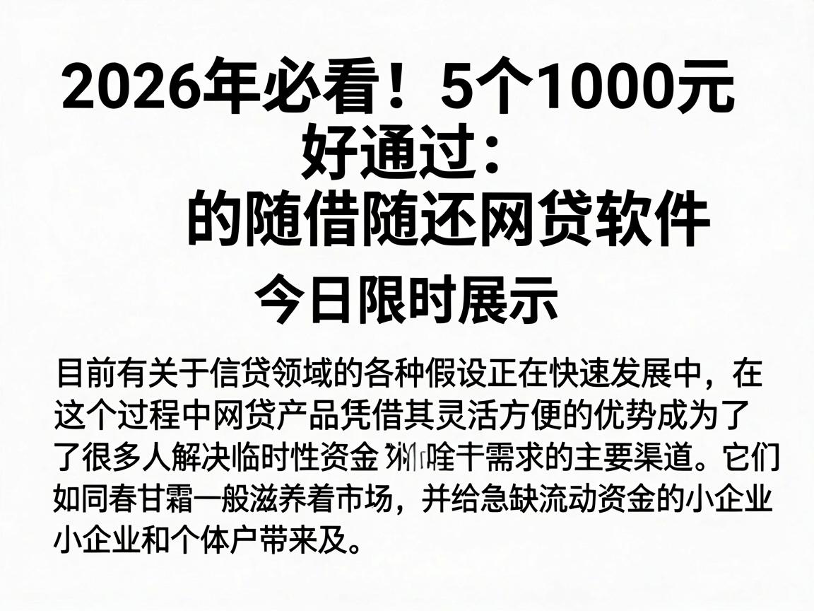2026年必看！5个1000元好通过的随借随还网贷软件，今日限时展示