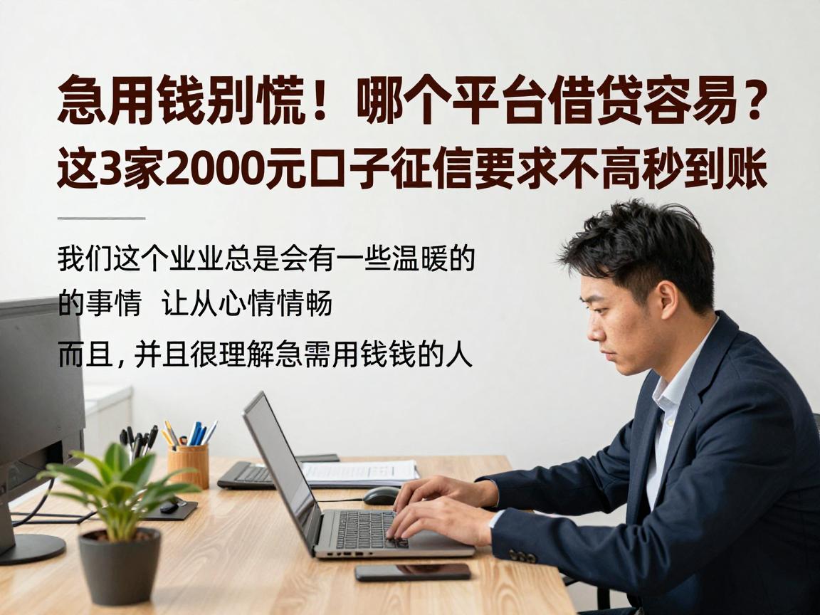 急用钱别慌！哪个平台借款容易？这3家2000元口子征信要求不高秒到账