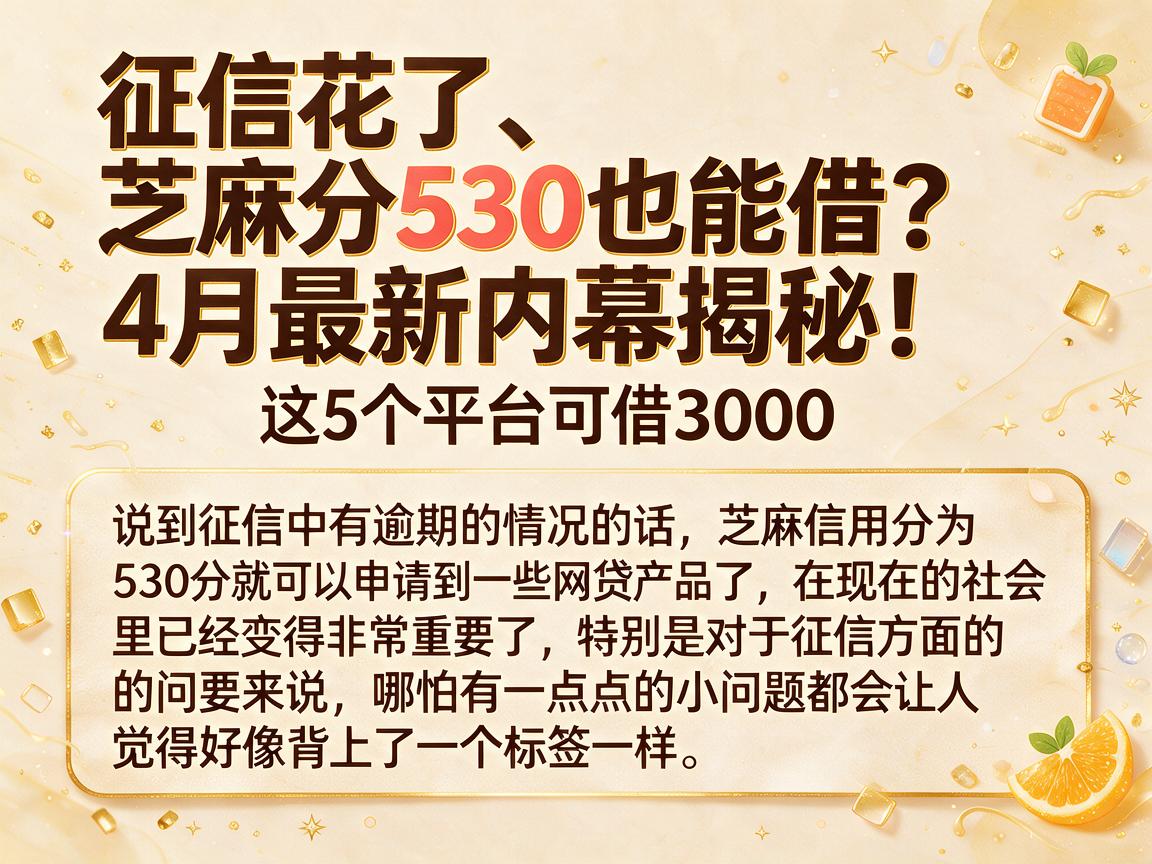 征信花了、芝麻分530也能借？4月最新内幕揭秘！这5个平台可借3000