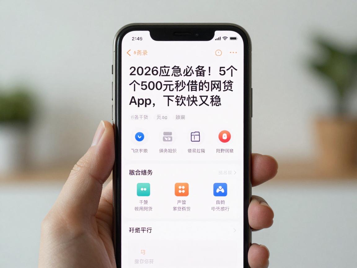 2026应急必备！5个借500元秒借的网贷App，千元下款快又稳