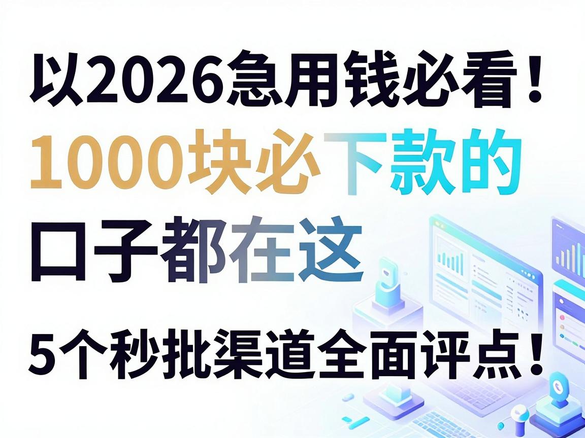 2026急用钱必看！1000块必下款的口子都在这，5个秒批渠道全面评点！