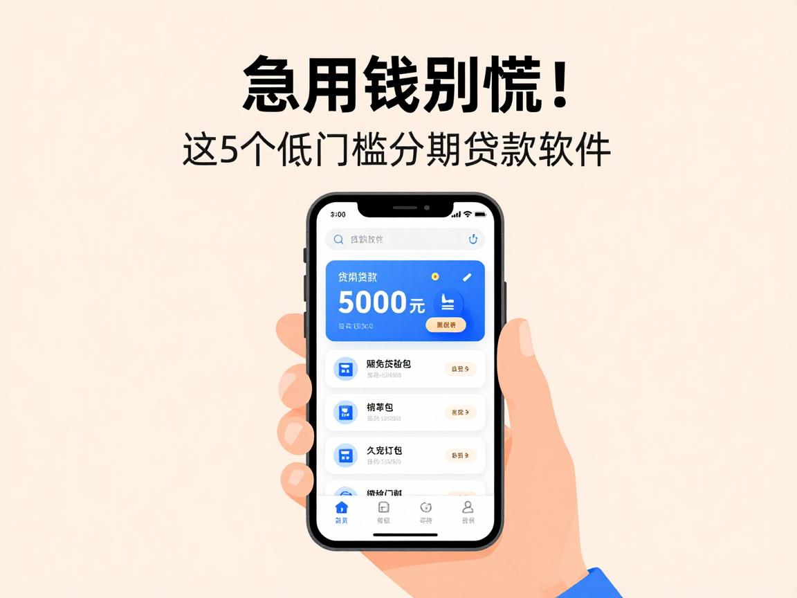 急用钱别慌！这5个低门槛分期贷款软件，5000元自动放款省心又靠谱