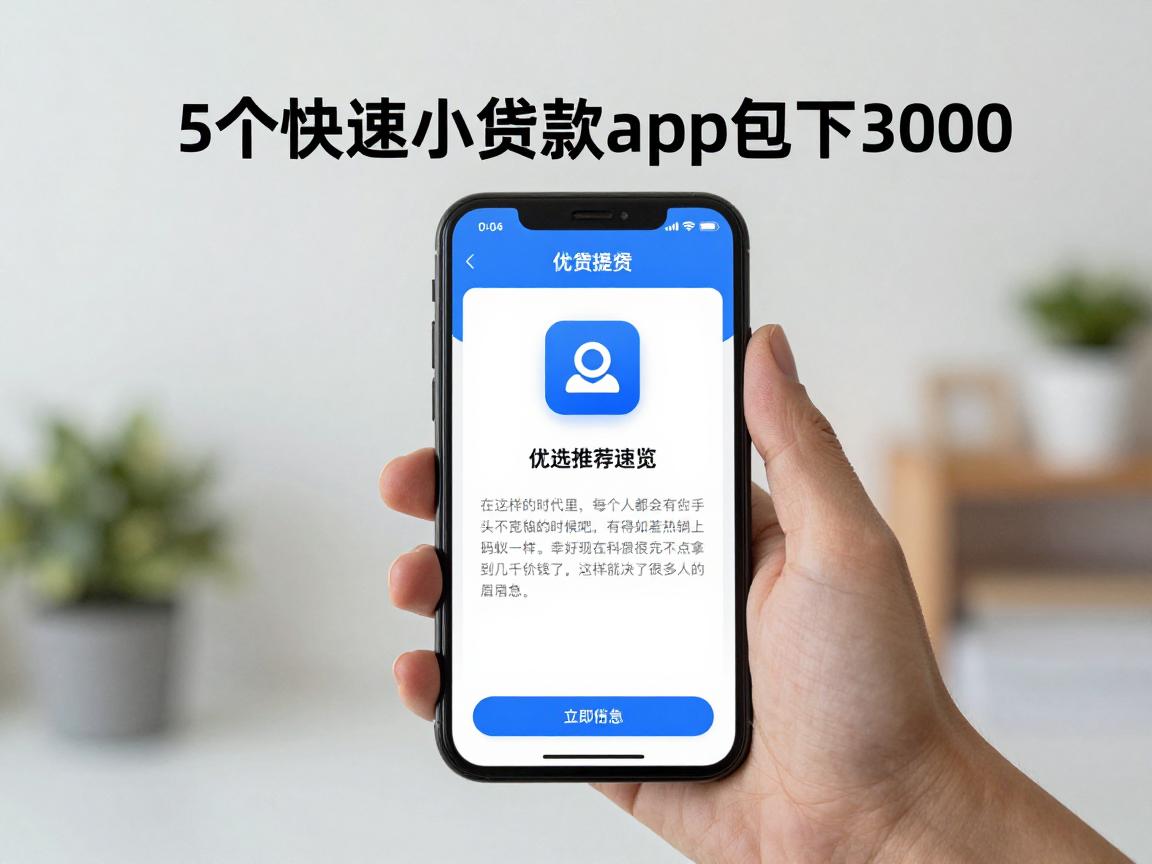 5个快速小额贷款app包下3000，优选推荐速览！