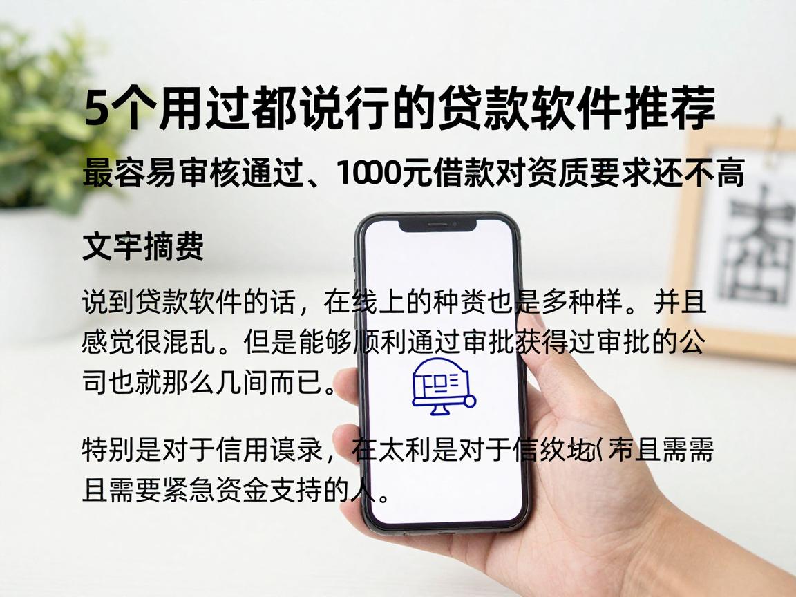 5个用过都说行的贷款软件推荐，最容易审核通过、1000元借款对资质要求还不高