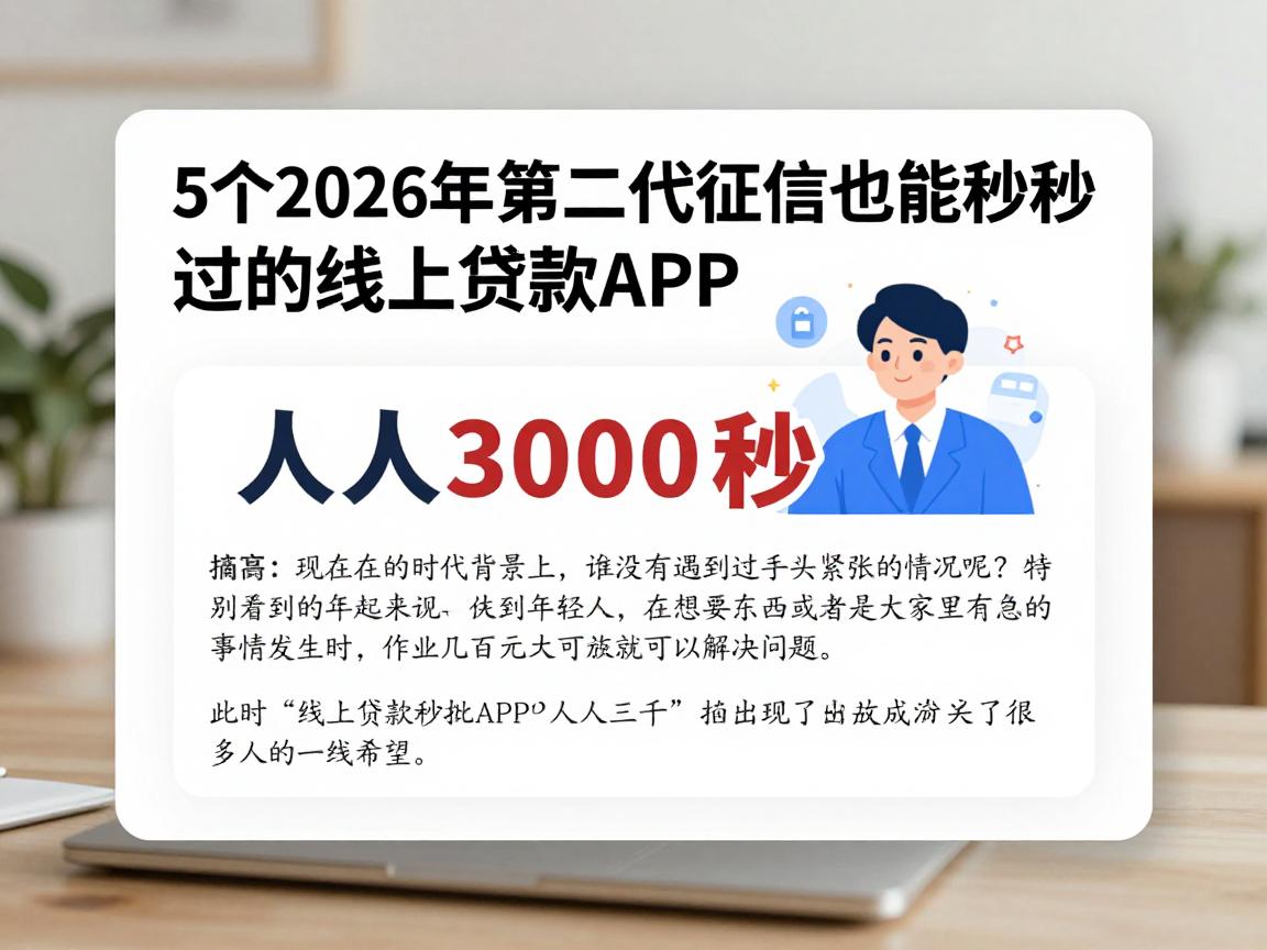 5个2026年第二代征信也能秒过的线上贷款APP，人人3000秒批到账