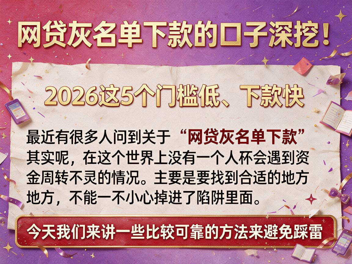 网贷灰名单下款的口子深挖！2026这5个门槛低、下款快