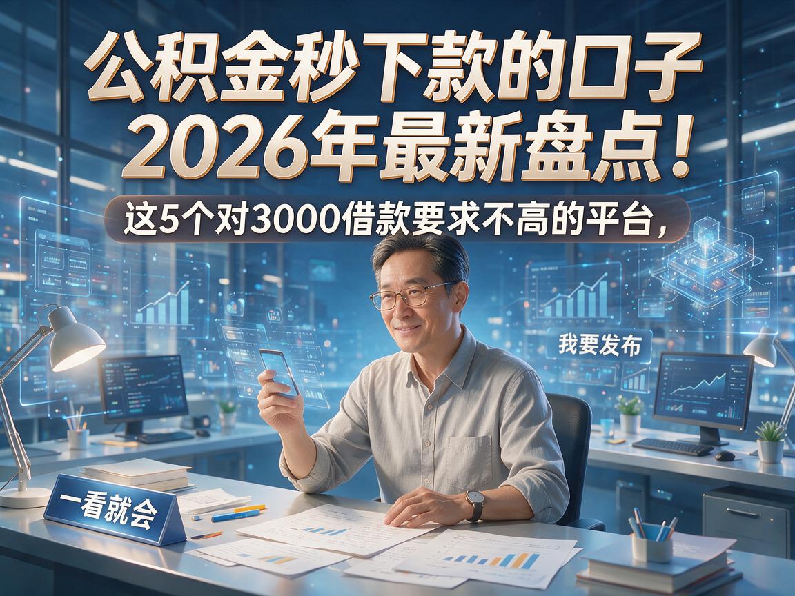 公积金秒下款的口子2026年最新盘点！这5个对3000借款要求不高的平台，一看就会！