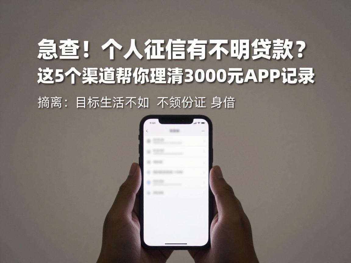 急查！个人征信有不明贷款？这5个渠道帮你理清3000元借款APP记录
