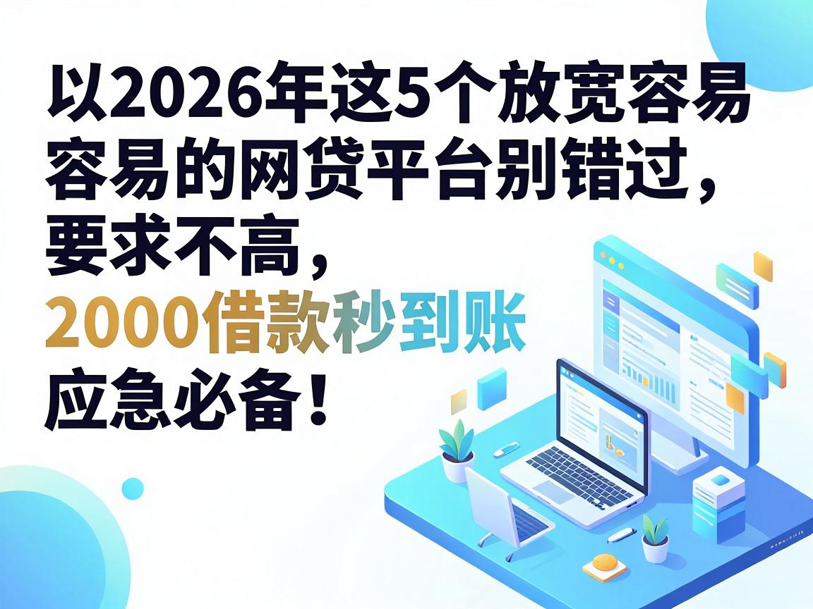 2026年这5个放宽容易的网贷平台别错过，要求不高、2000借款秒到账，应急必备！