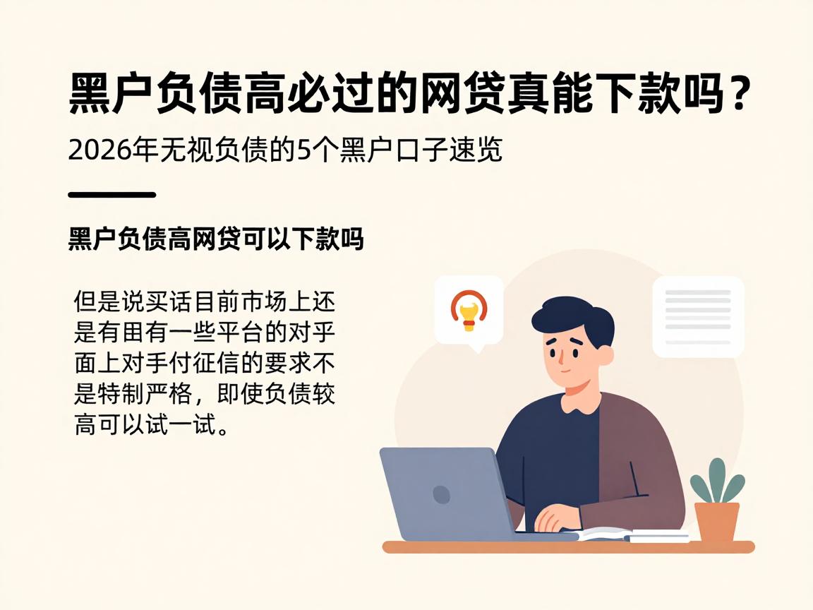 黑户负债高必过的网贷真能下款吗？2026年无视负债的5个黑户口子速览