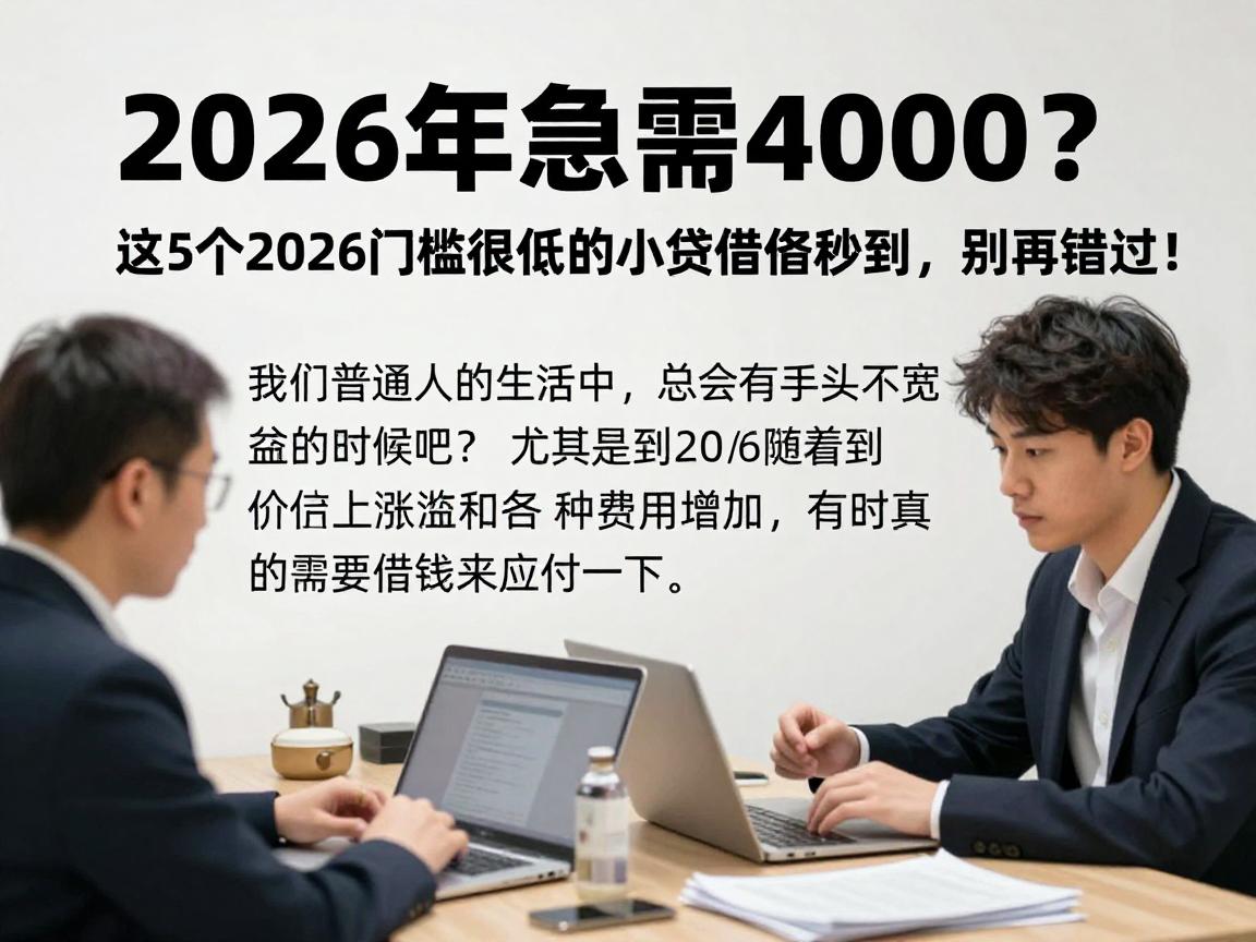 2026年急需4000？这5个2026门槛很低的小贷借钱秒到，别再错过！