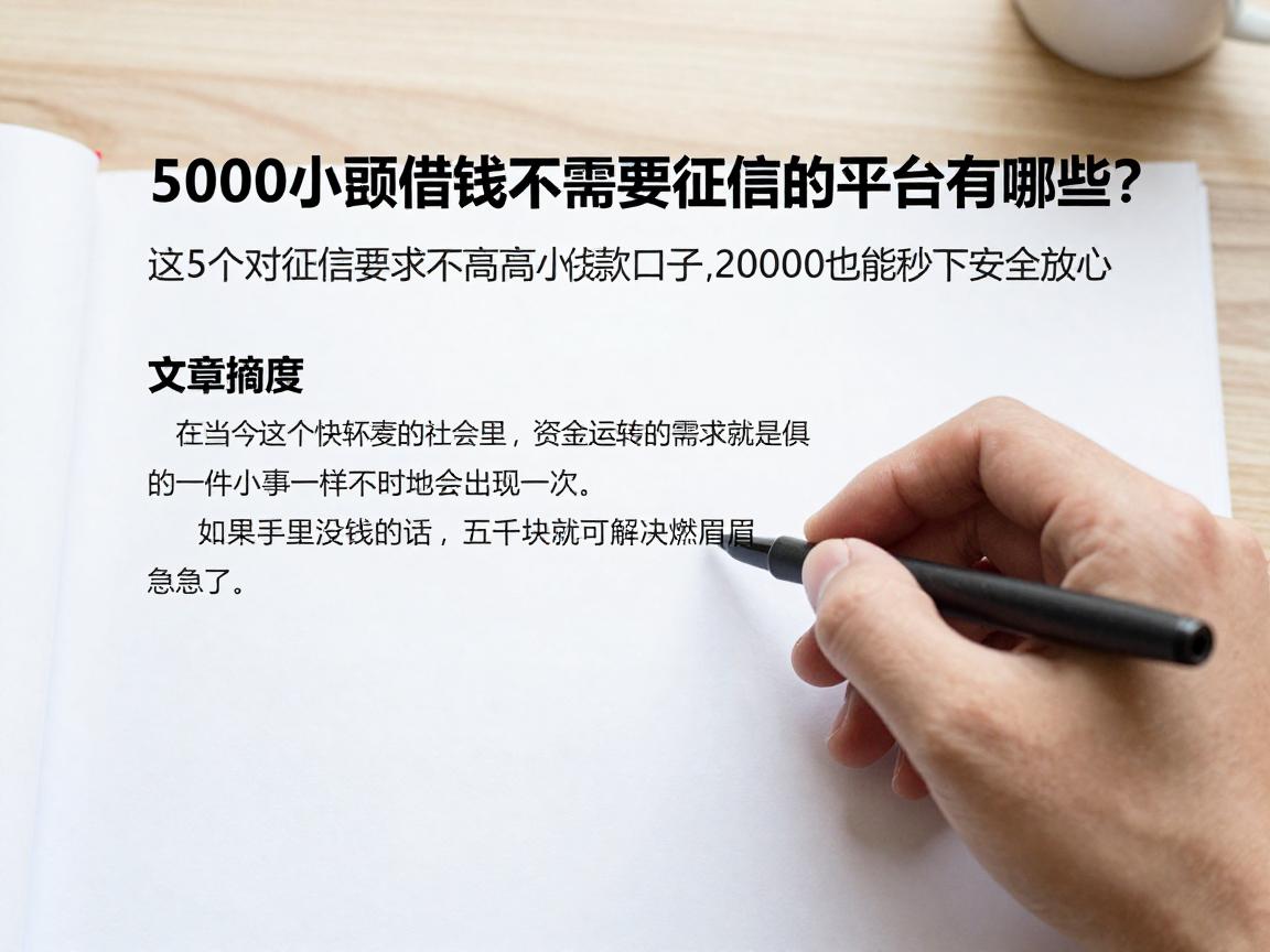 5000小额借钱不需要征信的平台有哪些？这5个对征信要求不高的小额贷款口子，20000也能秒下安全放心