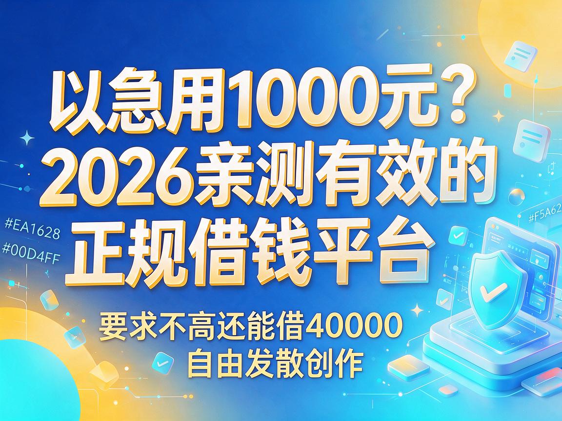 急用1000元？2026亲测有效的正规借钱平台，要求不高还能借40000