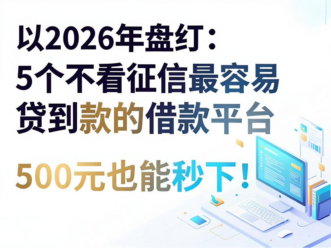 2026年盘点：5个不看征信最容易贷到款的借款平台，征信要求不高，500元也能秒下！