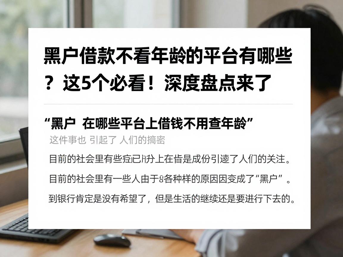 黑户借款不看年龄的平台有哪些？这5个必看！深度盘点来了