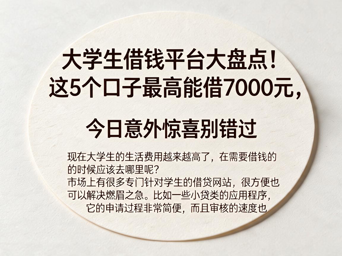 大学生借钱平台大盘点！这5个口子最高能借7000元，今日意外惊喜别错过