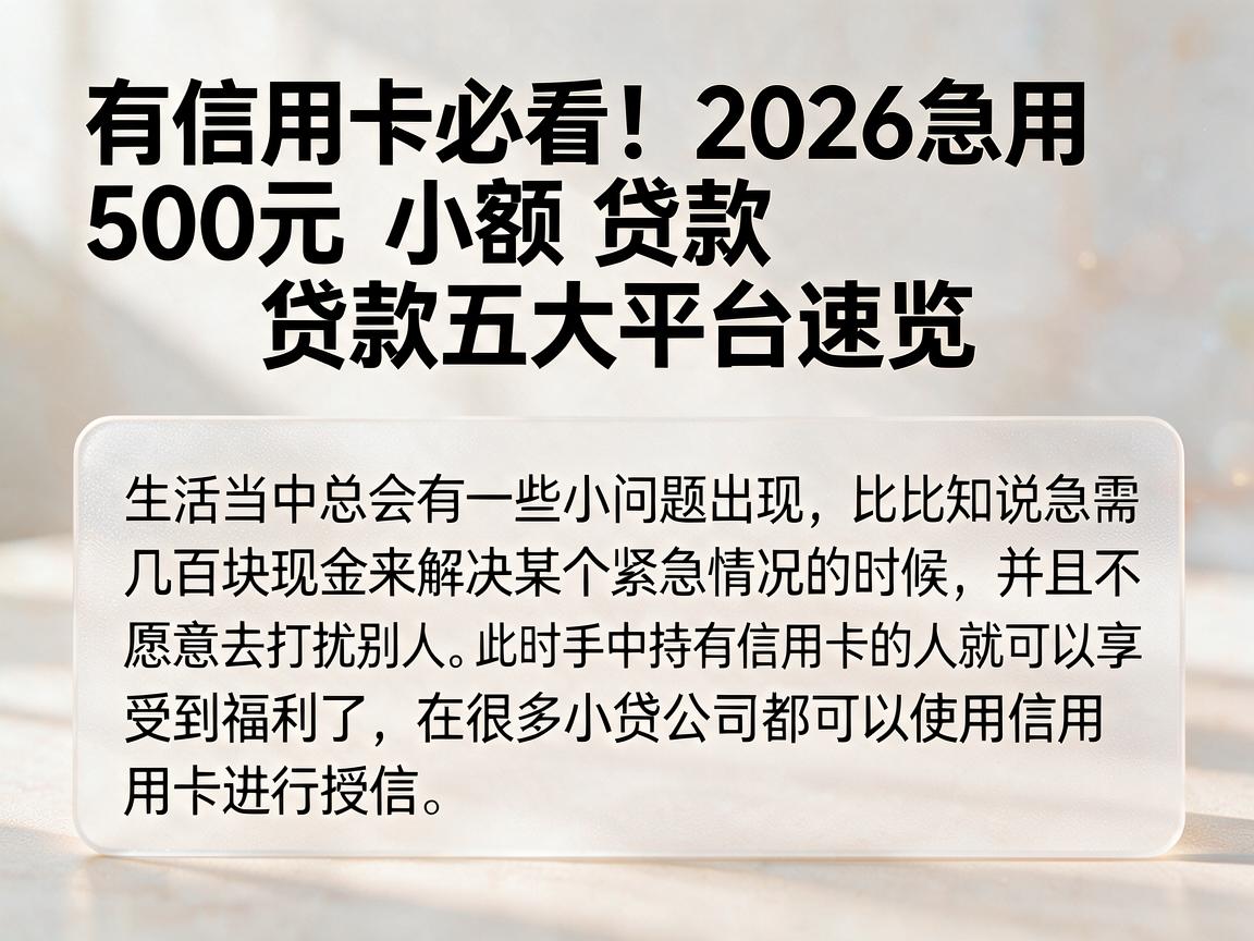 有信用卡必看！2026急用500元小额贷款五大平台速览
