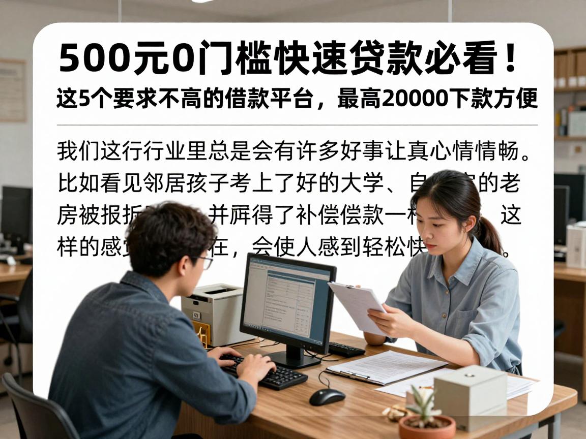 500元0门槛快速贷款必看！这5个要求不高的借款平台，最高20000下款方便