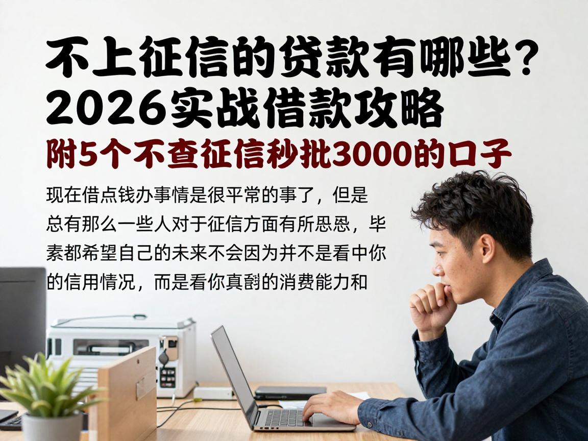 不上征信的贷款有哪些？2026实战借款攻略，附5个不查征信秒批3000的口子
