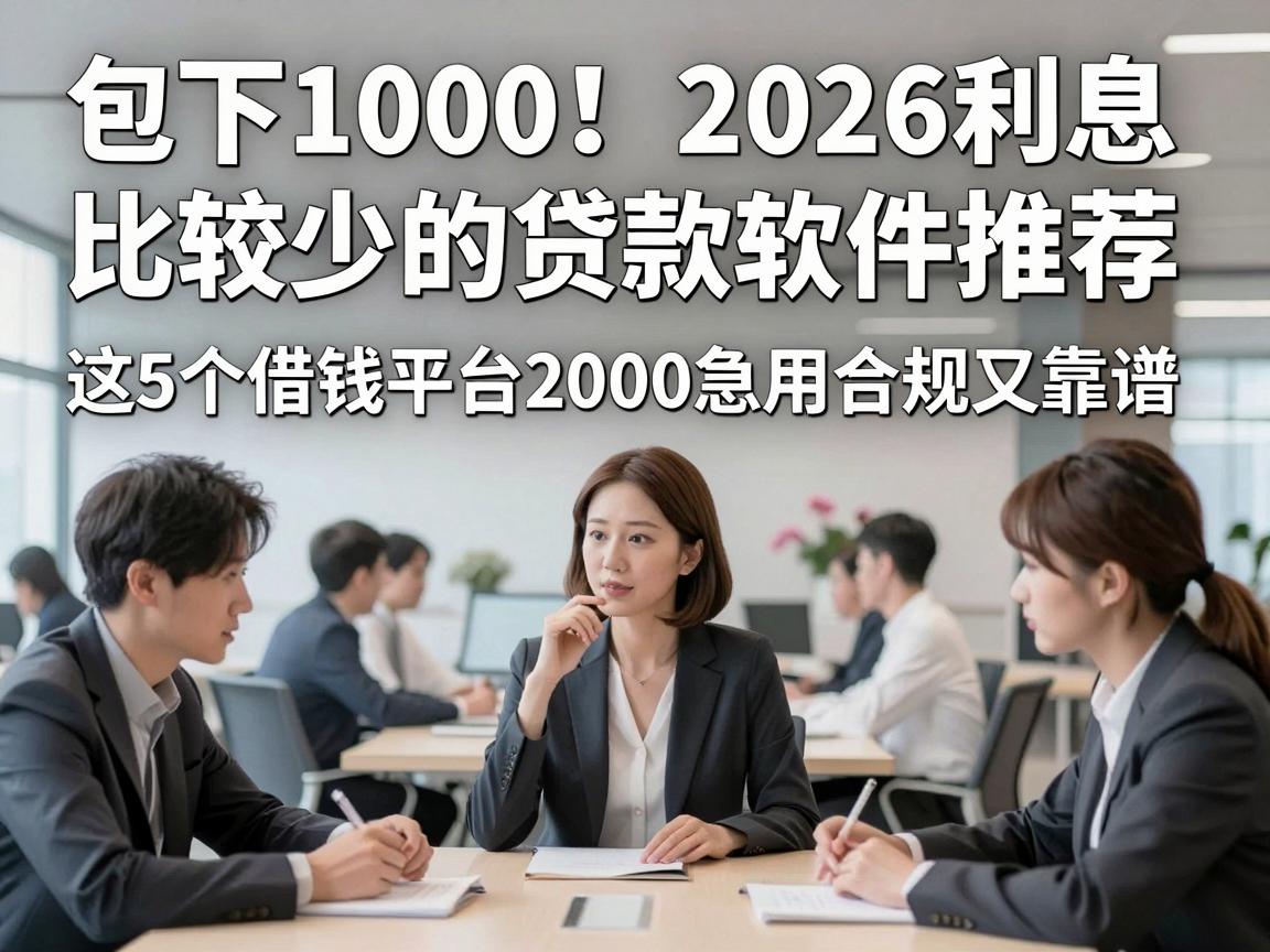 包下1000！2026利息比较少的贷款软件推荐，这5个借钱平台2000急用合规又靠谱