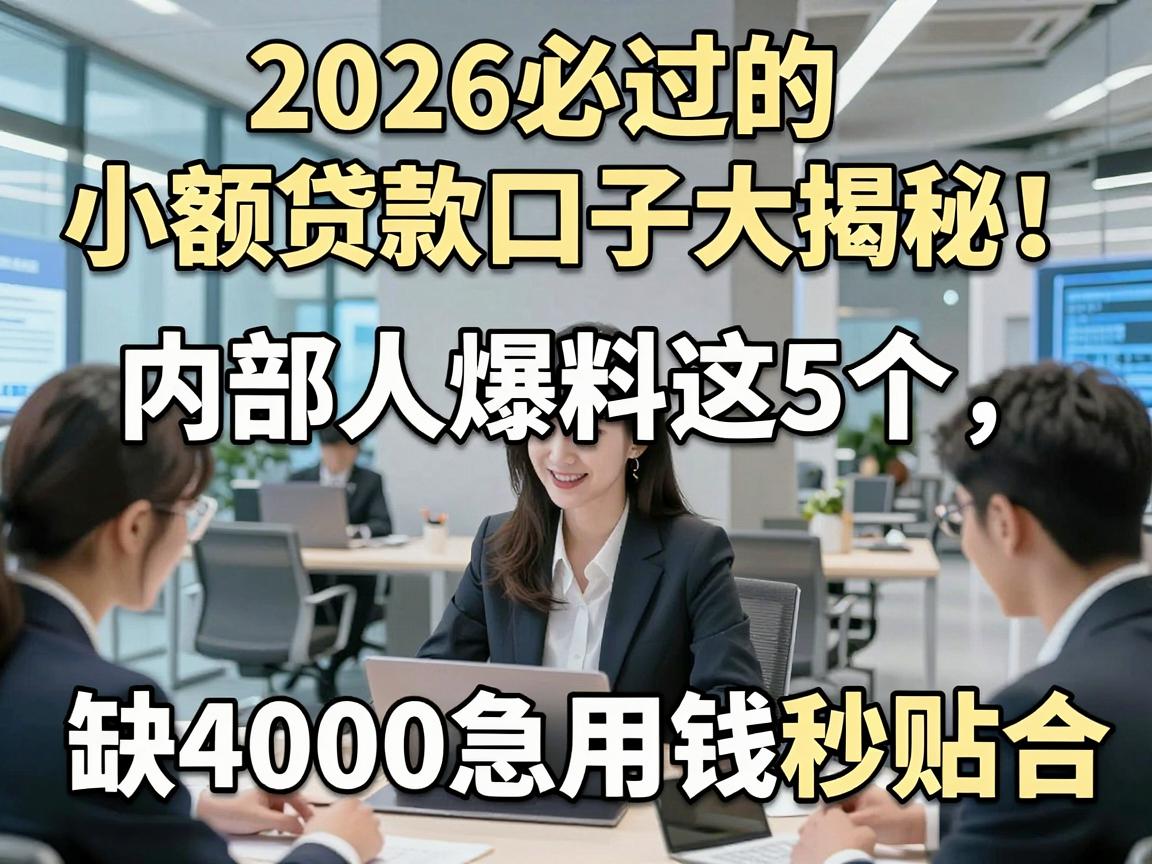 2026必过的小额贷款口子大揭秘！内部人爆料这5个，缺4000急用钱秒贴合