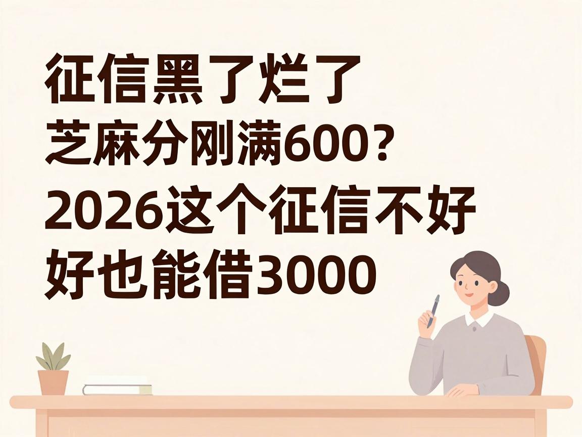 征信黑了烂了芝麻分刚满600？2026这5个征信不好也能借3000的口子，马上了解解你临时难处