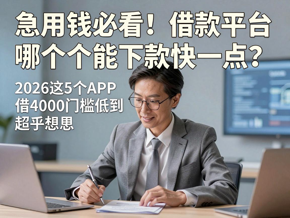 急用钱必看！借款平台哪个能下款快一点？2026这5个APP借4000门槛低到超乎想象